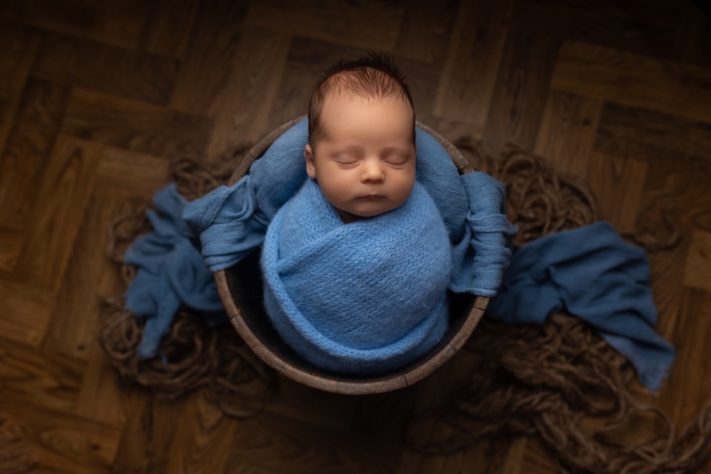 Wrapped newborn baby during a Mini Newborn Session in Ramsgate Kent